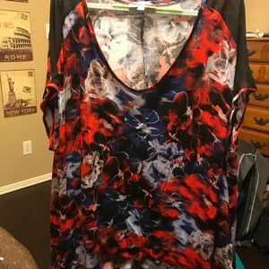 NWOT Jennifer Lopez Multi-Colored Hi-Lo Blouse 1X